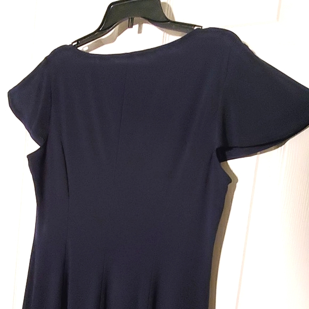 NWT Chaps Navy Fit & Flare Stripe Hem Dress - Picture 4 of 5